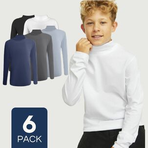 Pack 6 Camisetas Polera Beatle Bamb&uacute; Manga Larga Ni&ntilde;o Primera Capa Surtido