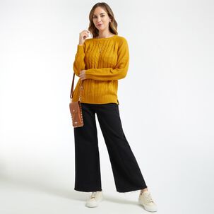 Sweater Liso Color Cuello Redondo Mujer Geps