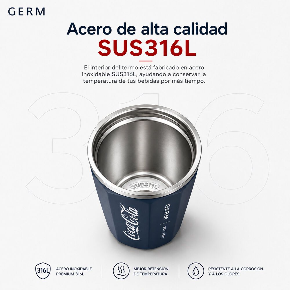 Vaso Termico Mug Germ Coca-cola Acero Inoxidable 390ml Navy image number 7.0