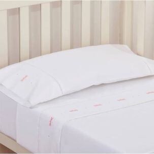 S&aacute;bana Cuna Bordada Lib&eacute;lulas Rosado 220 Hilos