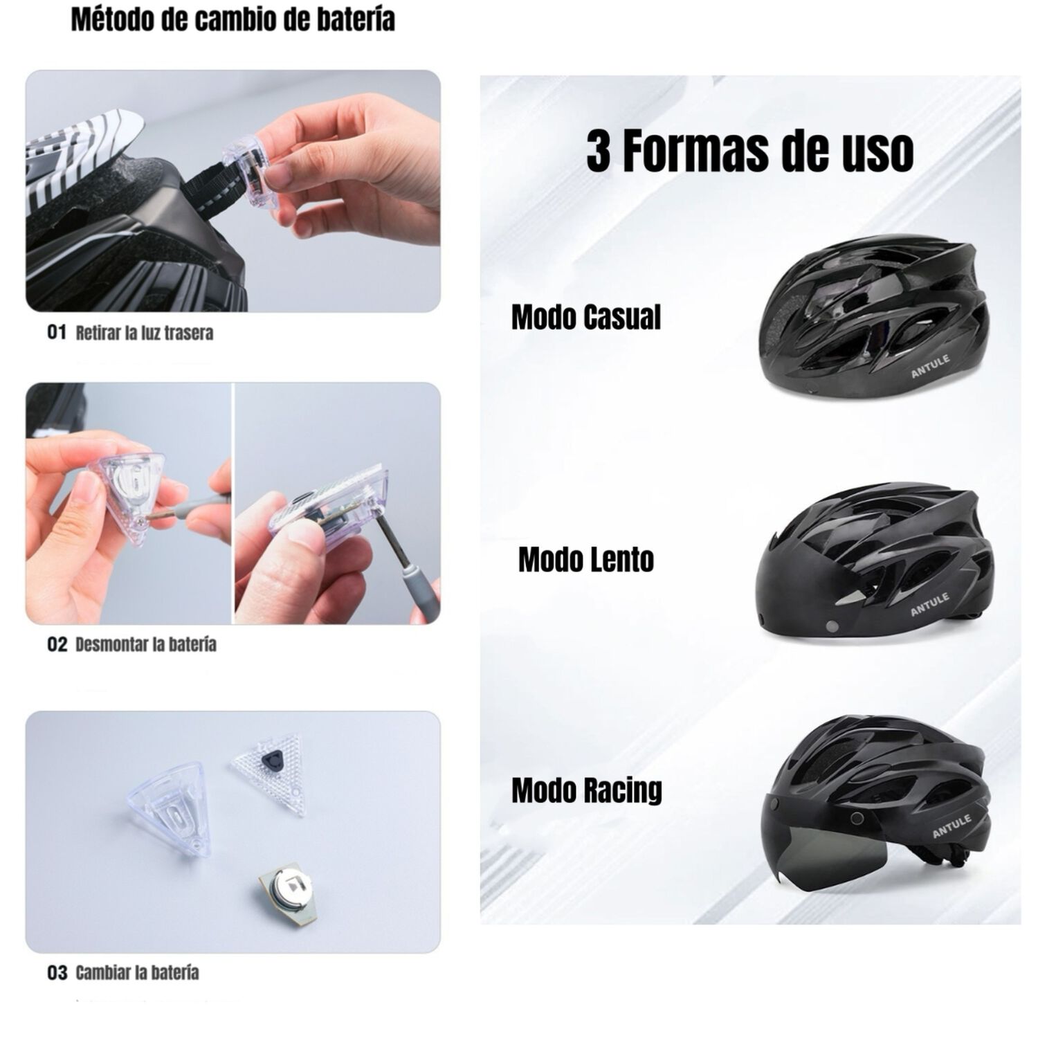 Casco Bicicleta Adulto Con Visera Magn&eacute;tica Azul Rs Antule image number 2.0