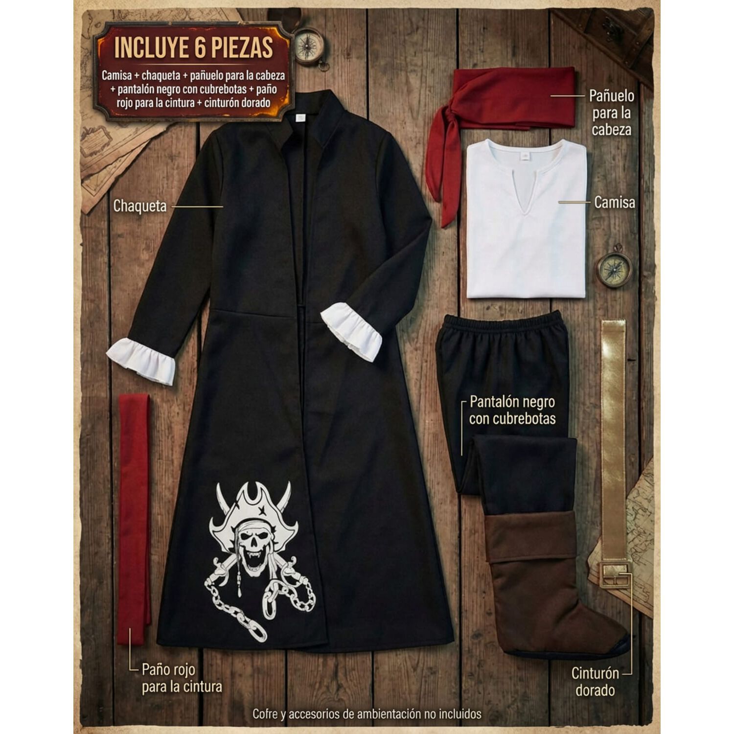 Disfraz Cosplay Pirata Corsario Piratas Infantiles Todos Ni&ntilde;o image number 32.0