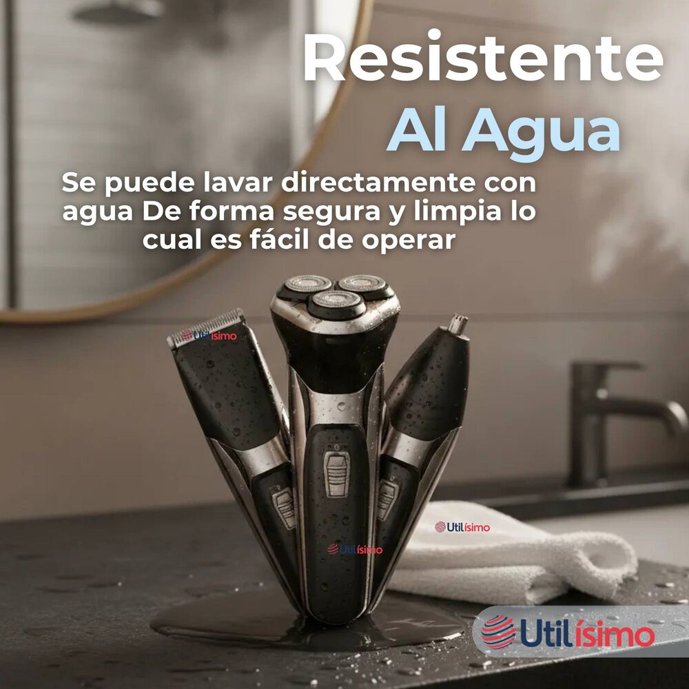 Máquina De Afeitar 3 En 1 Recargable Inalámbrica Usb Color Plateada image number 9.0
