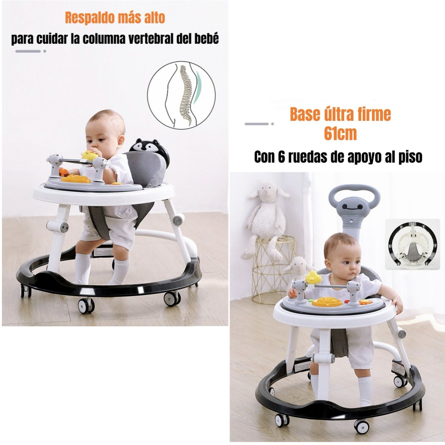Andador Caminador 4 En 1 Aita Con Manilla Lubabycas Gris image number 4.0