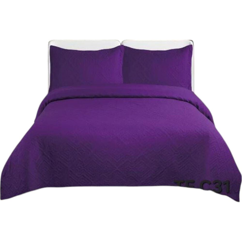 Cubrecama De Verano 2 Plazas Quilt + 2 Fundas De Almohada Cobertor Delgado Morado image number 0.0