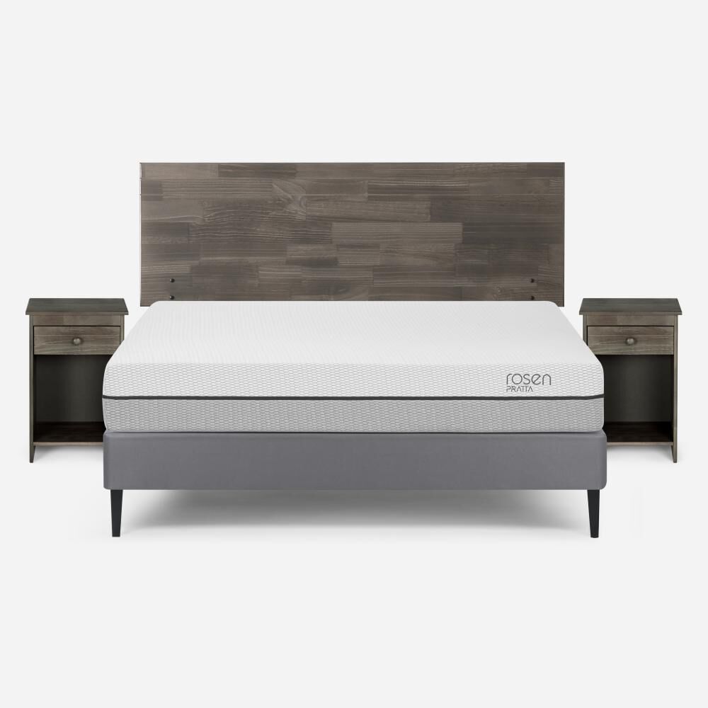 Cama Europea Rosen Pratta / 2 Plazas / Base Normal + Set De Maderas Tabor Grafito image number 0.0