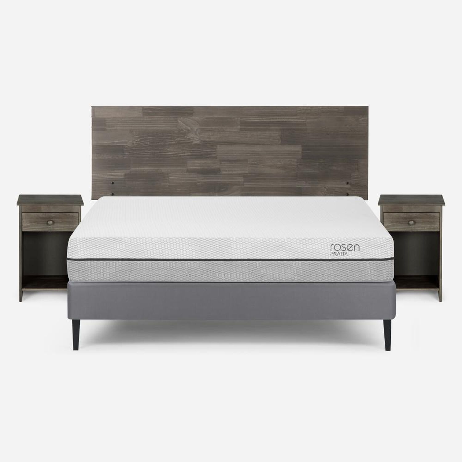 Cama Europea Rosen Pratta / 2 Plazas / Base Normal + Set De Maderas Tabor Grafito image number 0.0