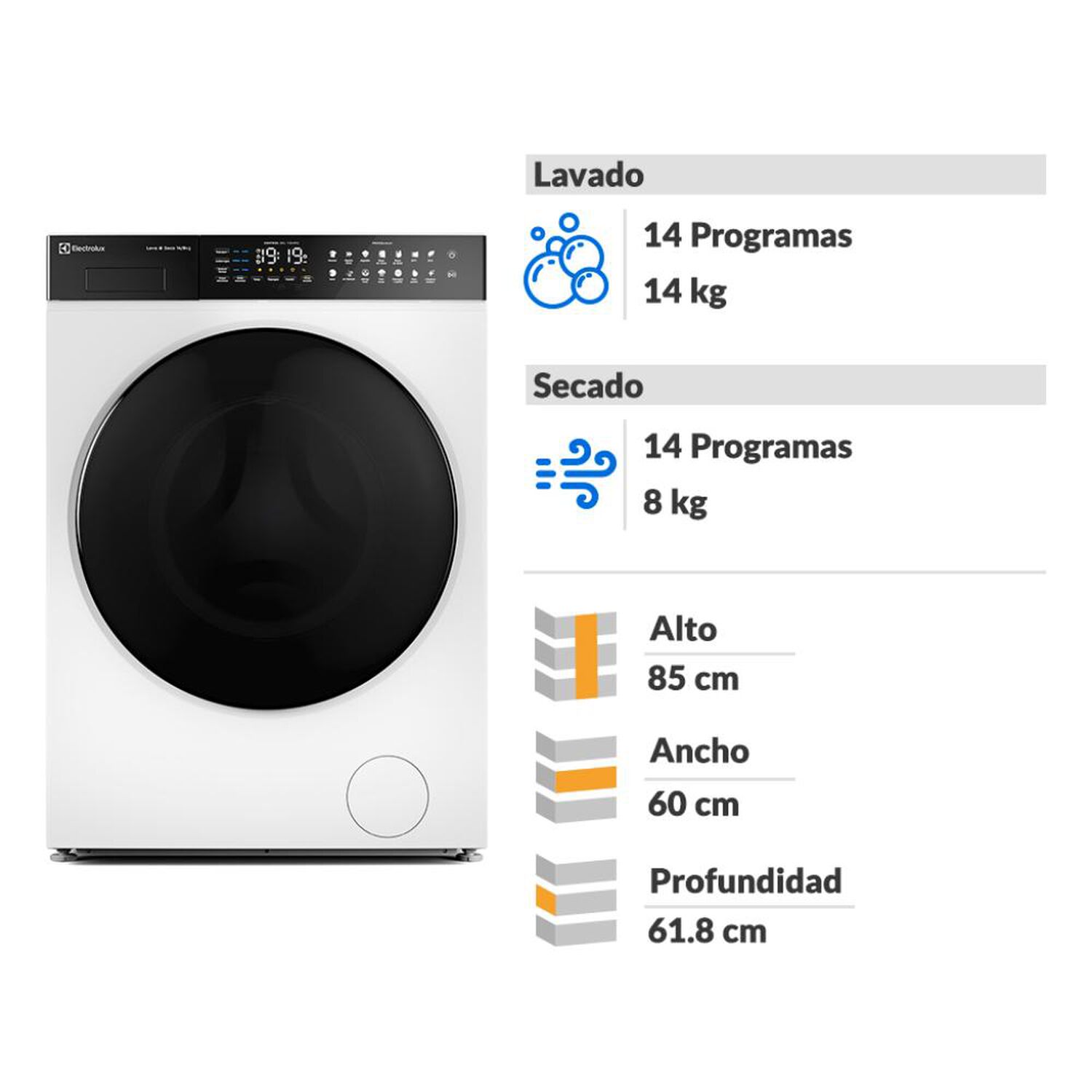 Lavadora Secadora Electrolux Eflwd12w / 14 Kilos / 8 Kilos image number 1.0