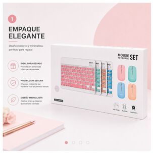 Kit De Teclado Mouse Para Ipad O Tablet Android Slim Rosado