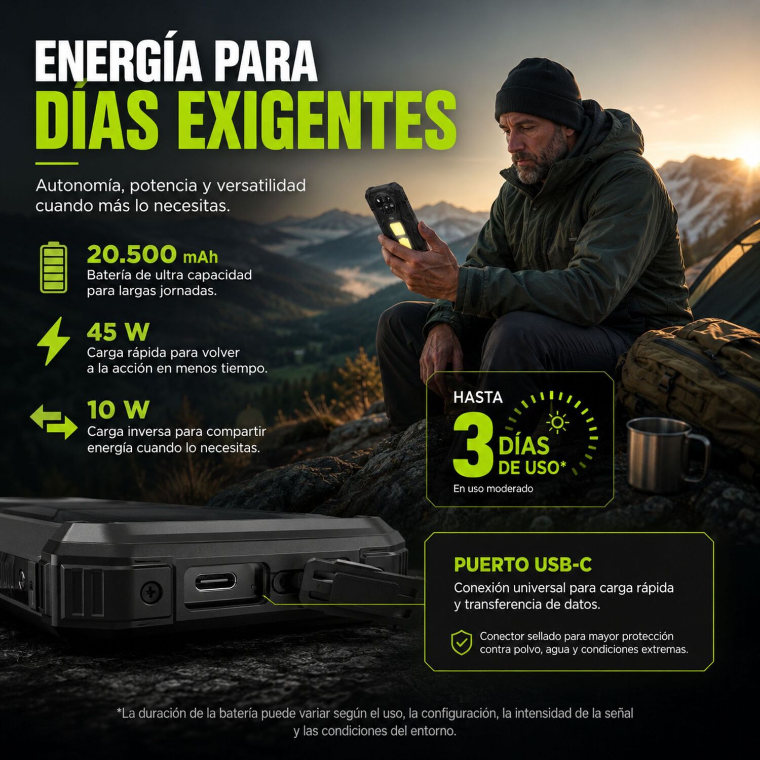 Celular Rugged Doogee V Max Lr 5g L&aacute;ser 40m 512gb 36gb Ram image number 5.0