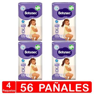 Babysec Premium - Pack X 4 Paquetes - Talla Xxg 56 Pañales