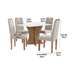 Juego De Comedor Yardas Trento / 4 Sillas