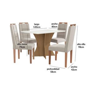 Juego De Comedor Yardas Trento / 4 Sillas