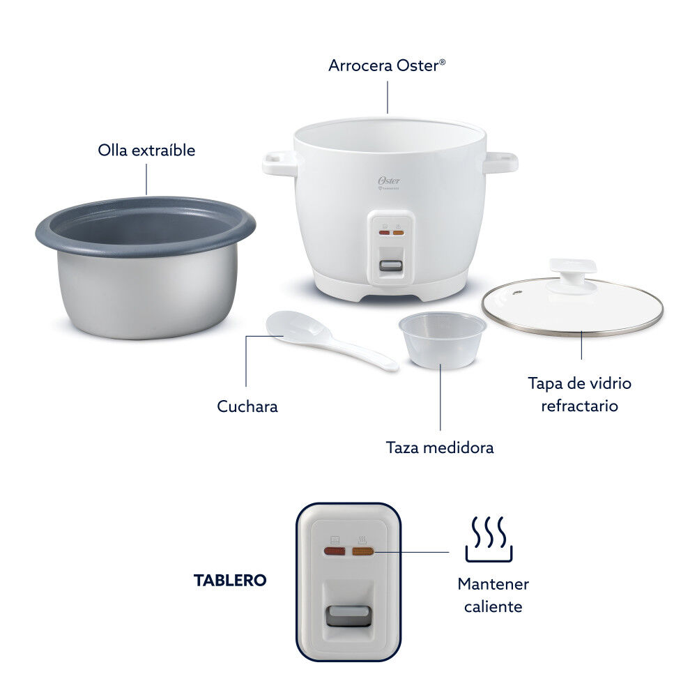 Arrocera Oster 7 Tazas Antiadherente Diamondforce Ckstrcb7dfwht image number 8.0