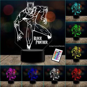 L&aacute;mpara 3d Pantera Negra Black Panther Marvel Vengado