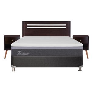 Box Spring Cic Ortopedic / 2 Plazas / Base Normal  + Set De Maderas