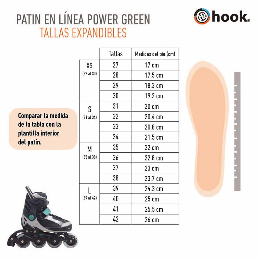 Patines Hook Power Green S (31-34) image number 11.0