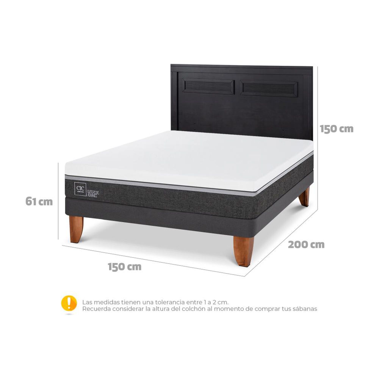 Cama Europea Cic Ortopedic Advance / 2 Plazas / Base Normal + Respaldo image number 4.0