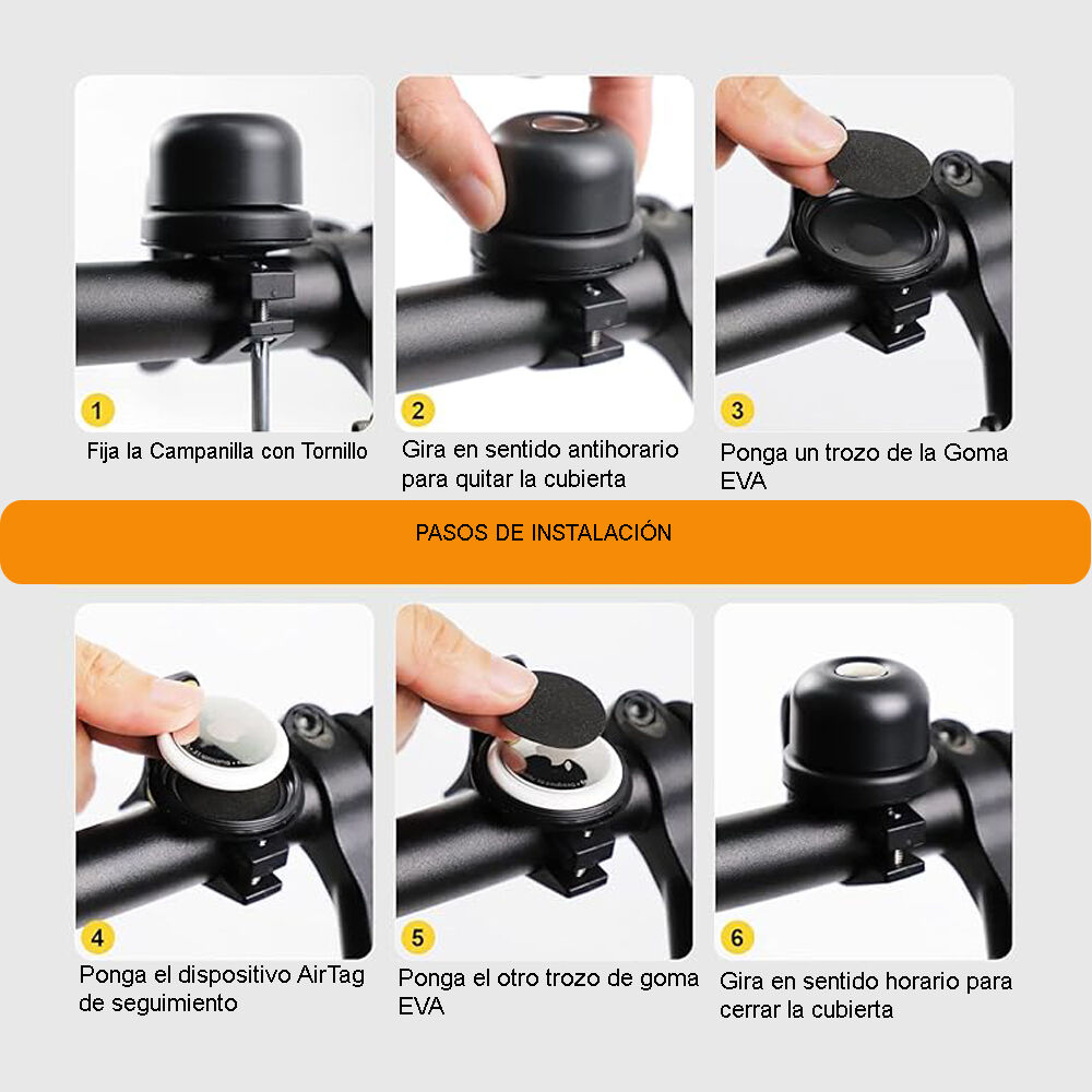 Campanilla Con Soporte Para Airtag Bicicleta Scooter Y Otros image number 4.0