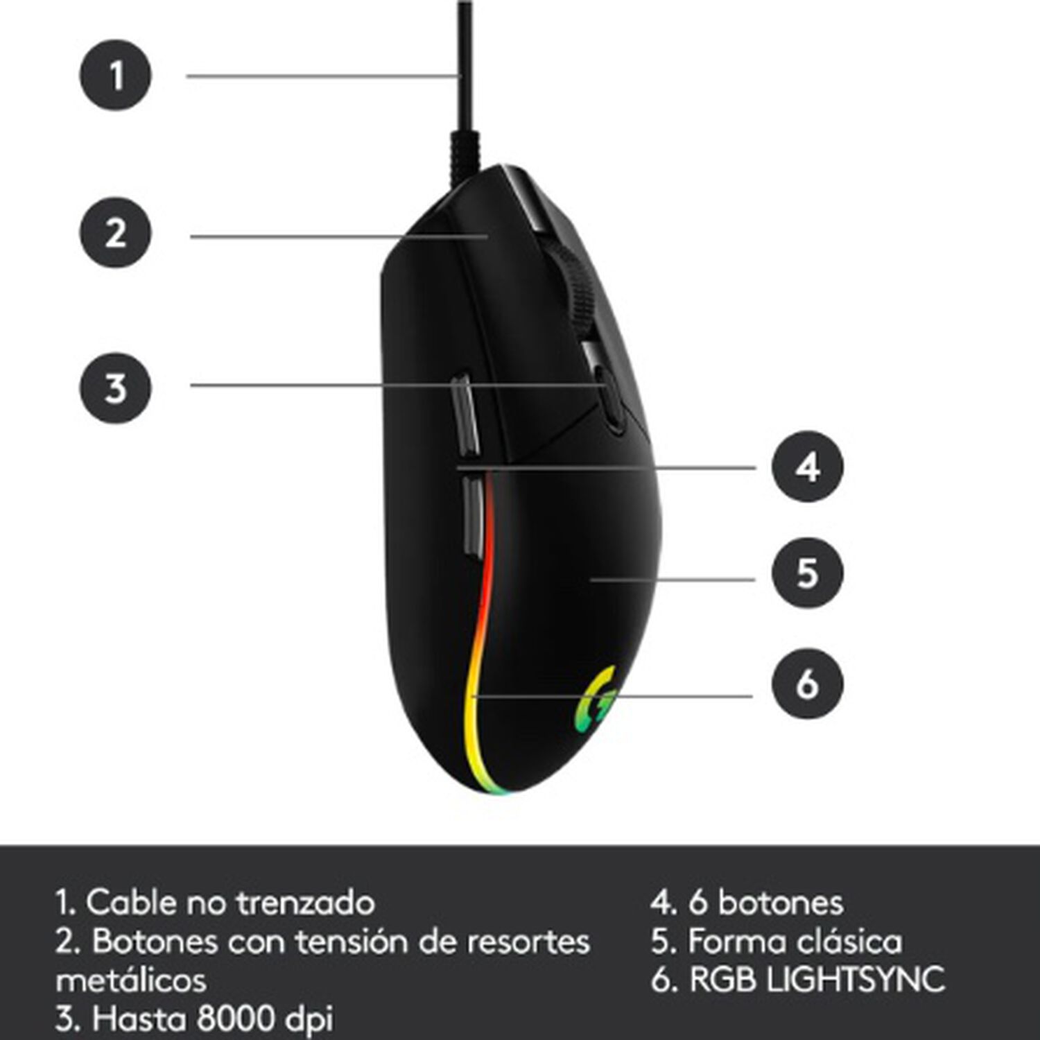 Mouse Gamer Negro image number 5.0