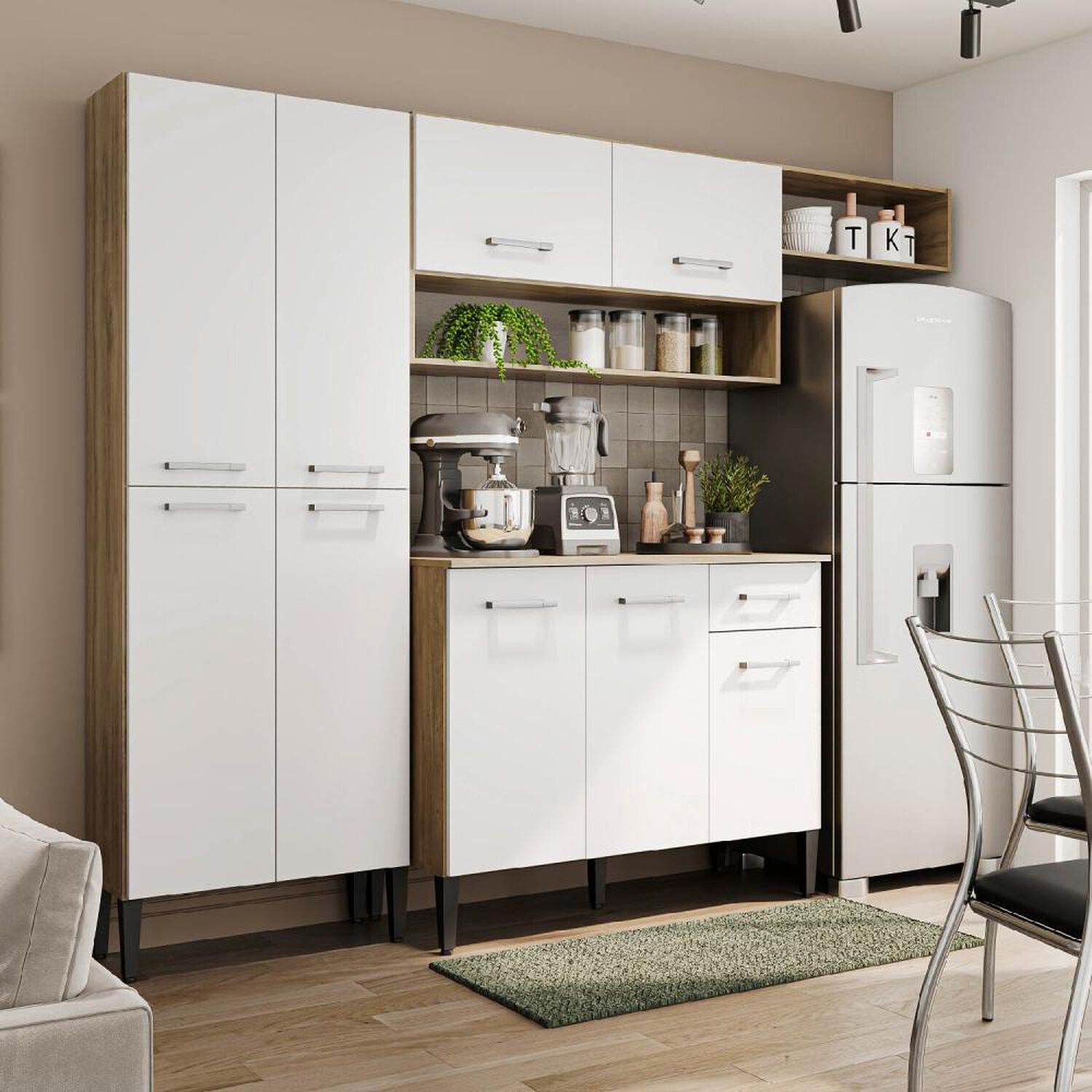 Mueble De Cocina Roca Arizona 4 M&oacute;dulos Blanco-oak image number 6.0