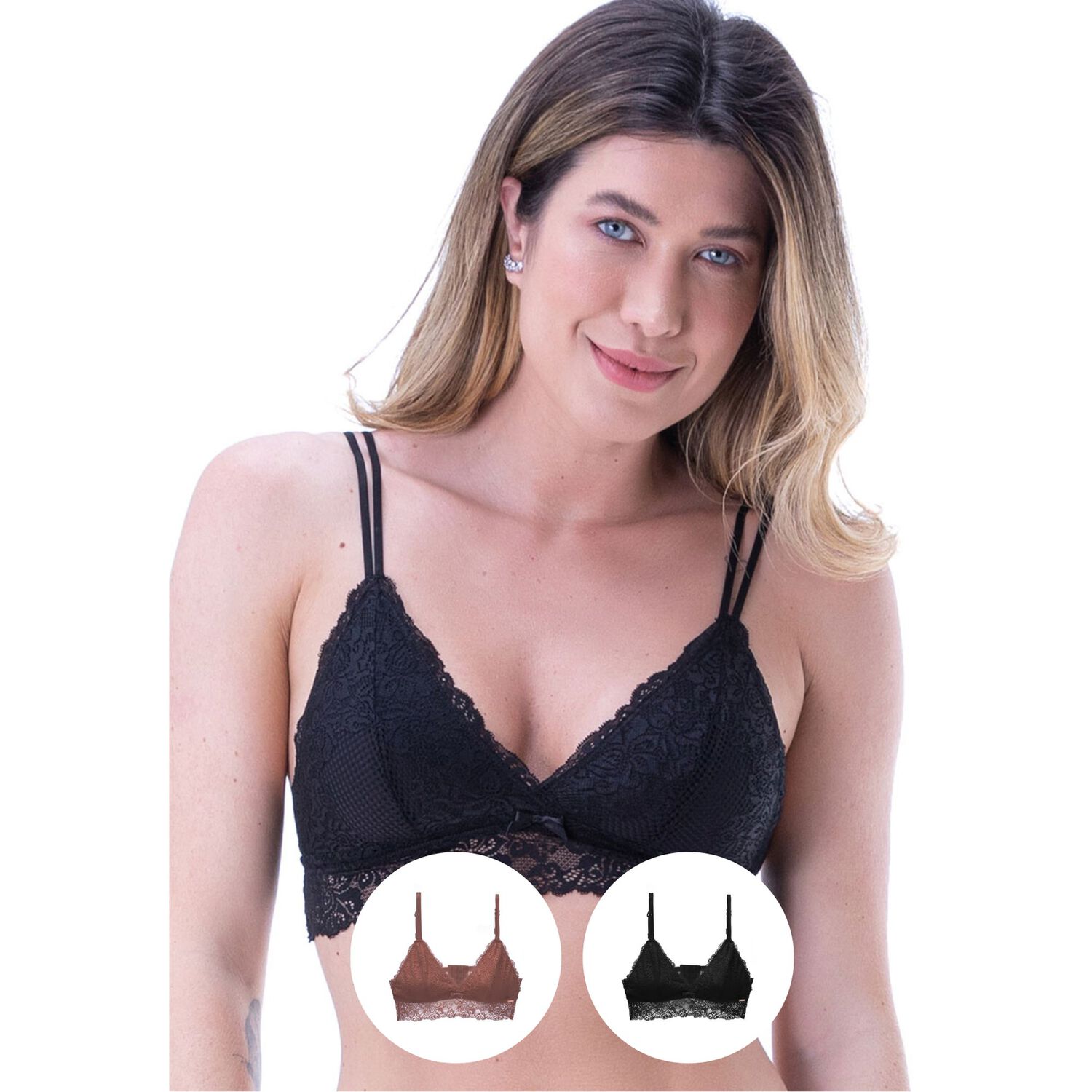 Pack De 2 Bralette Negro-granate2rios image number 0.0