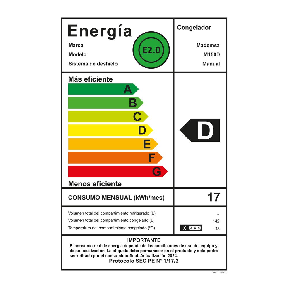 Congelador Freezer Horizontal 142l Fr&iacute;o Directo M150d image number 9.0