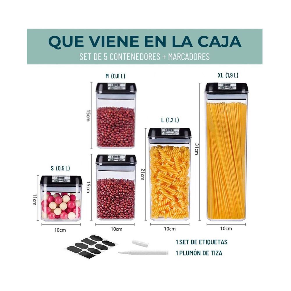Contenedores De Alimentos Organizadores Hermetico 5 Piezas image number 2.0