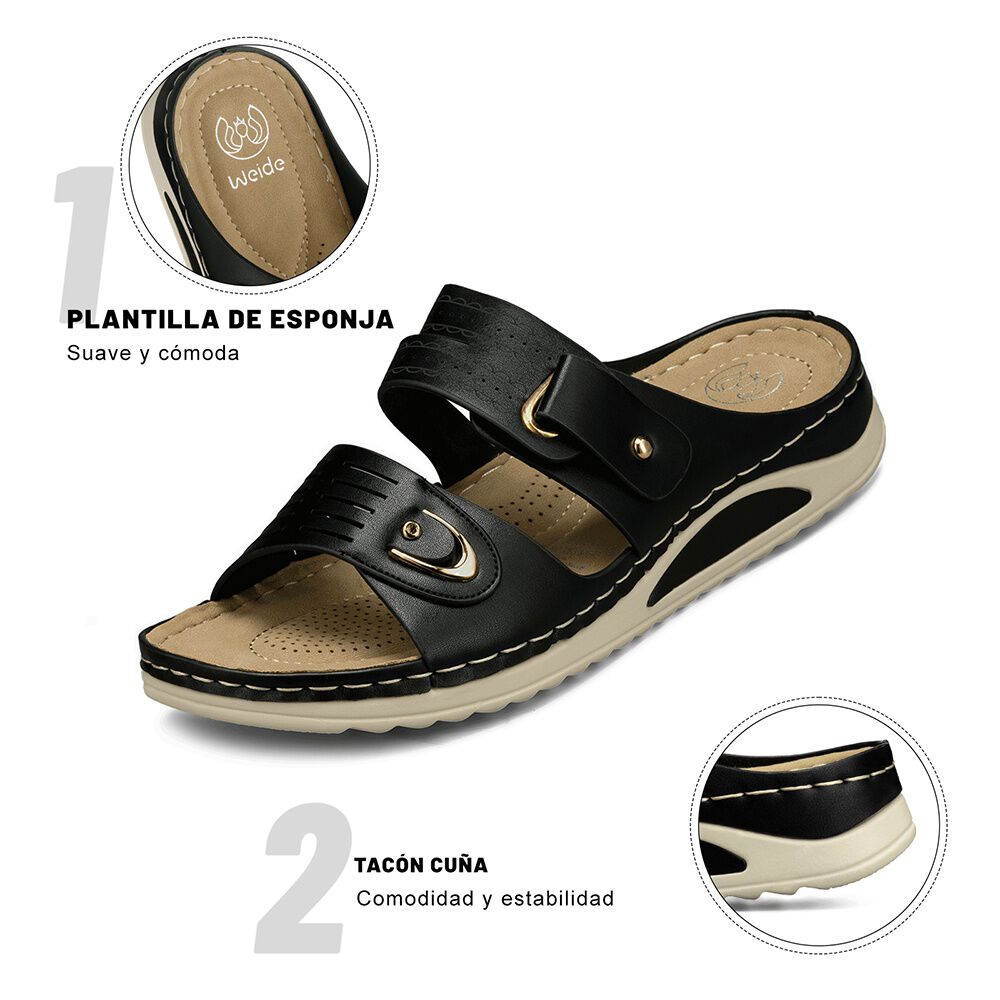 Sandalia Estilo Chala Taco Cu&ntilde;a Casual Mujer Weide Jn722 image number 9.0