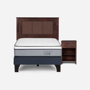 Cama Europea Rosen Indie / 1 Plaza / Base Normal + Set De Maderas Rachel