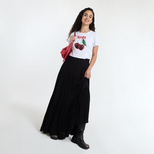 Falda Larga Cintura El&aacute;sticada Tiro Medio Relax Mujer Freedom