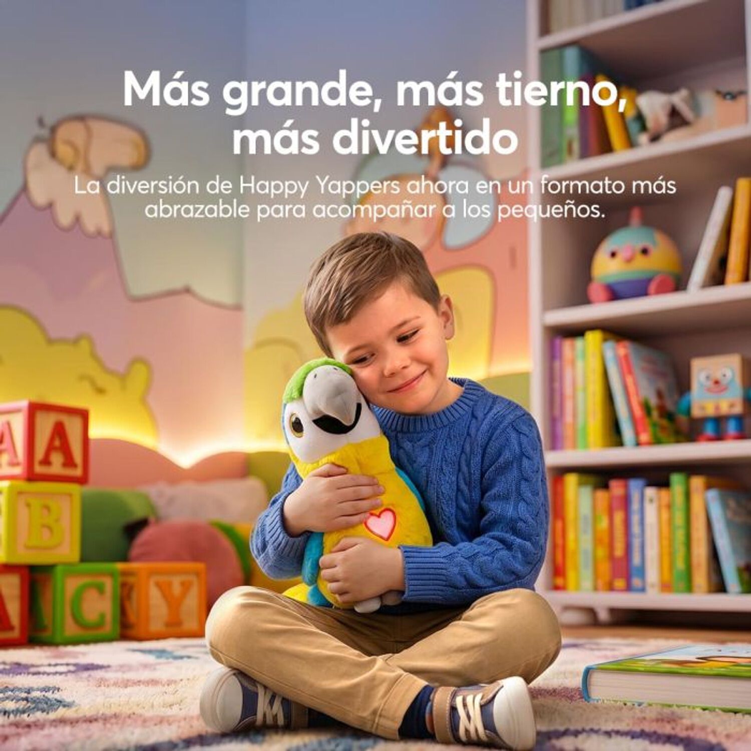 Peluche Repite Canta Aletea Happy Yappers Loro Azul Grande image number 6.0