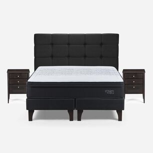 Cama Europea Rosen Tempo / 2 Plazas / Base Dividida + Set De Maderas Issey Grafito