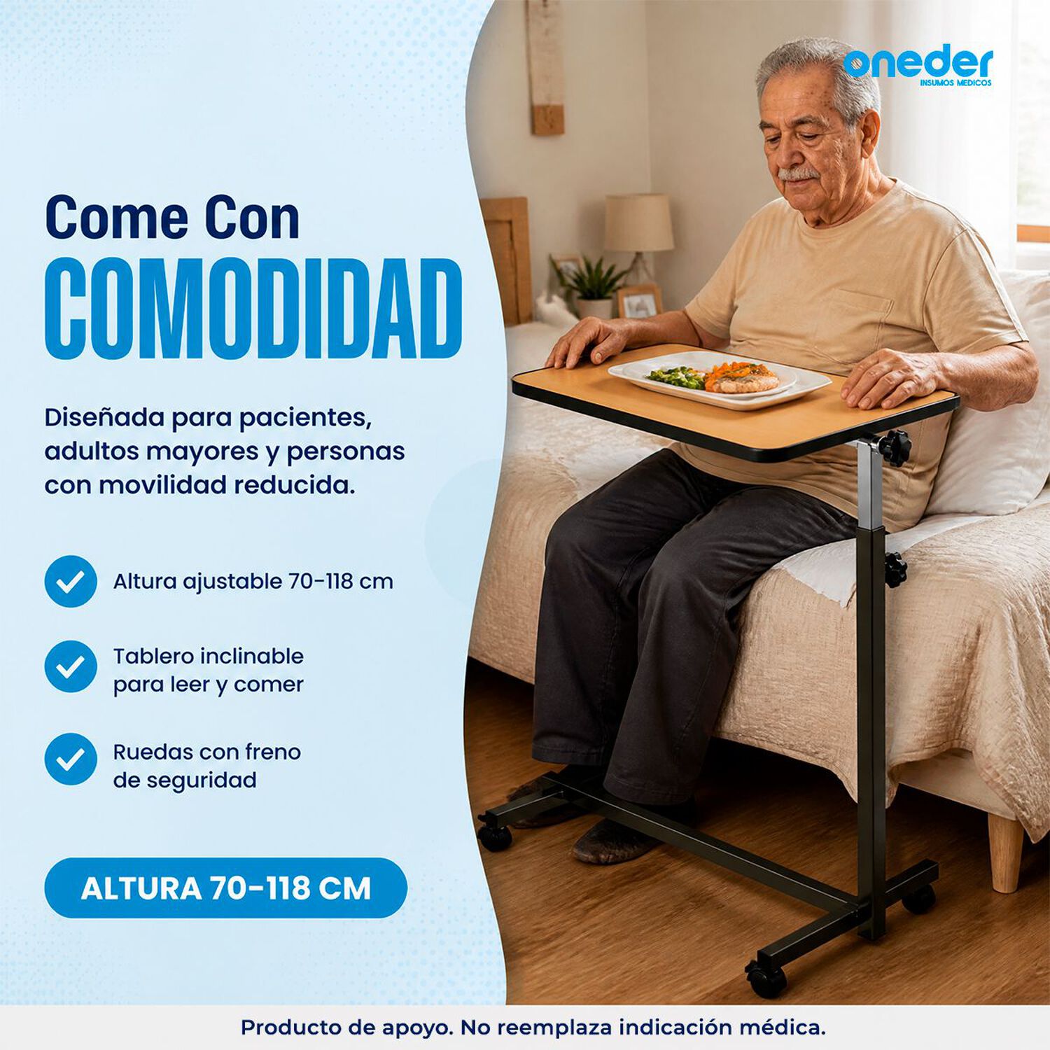 Mesa Reclinable Lateral Hospitalario Cama Altura Ajustable 1101a image number 7.0
