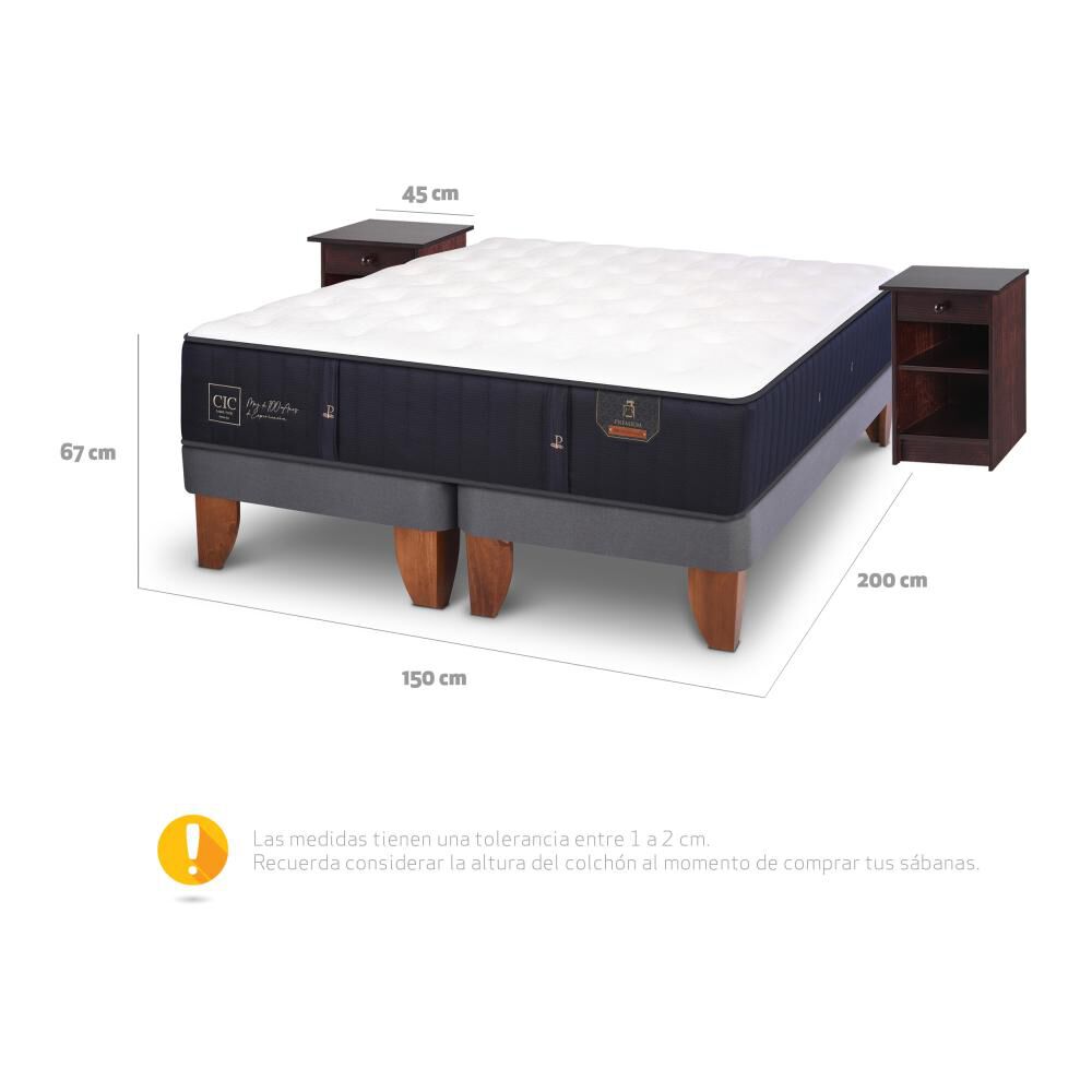Cama Europea Cic Premium / 2 Plazas / Base Dividida + Velador image number 4.0
