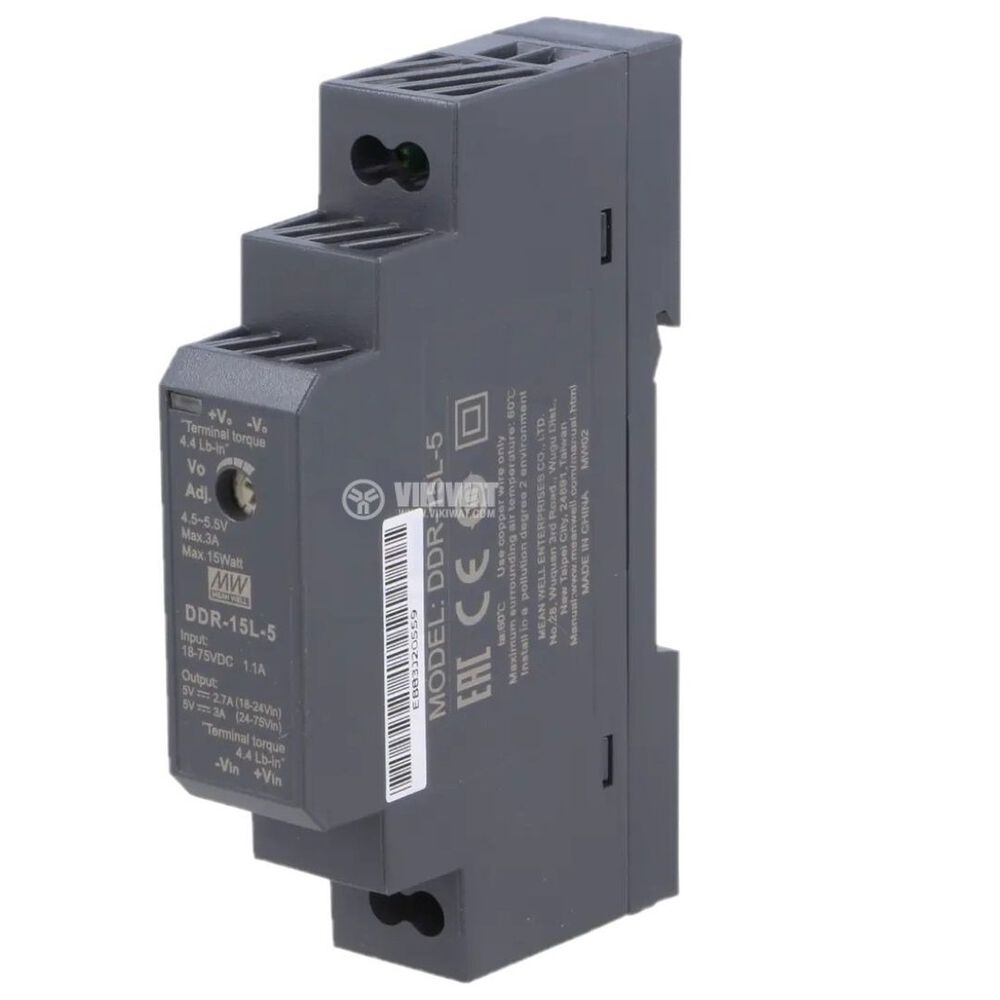Conversor Dc/dc 5v 3a 15w - Mean Well Ddr-15l-5 image number 1.0