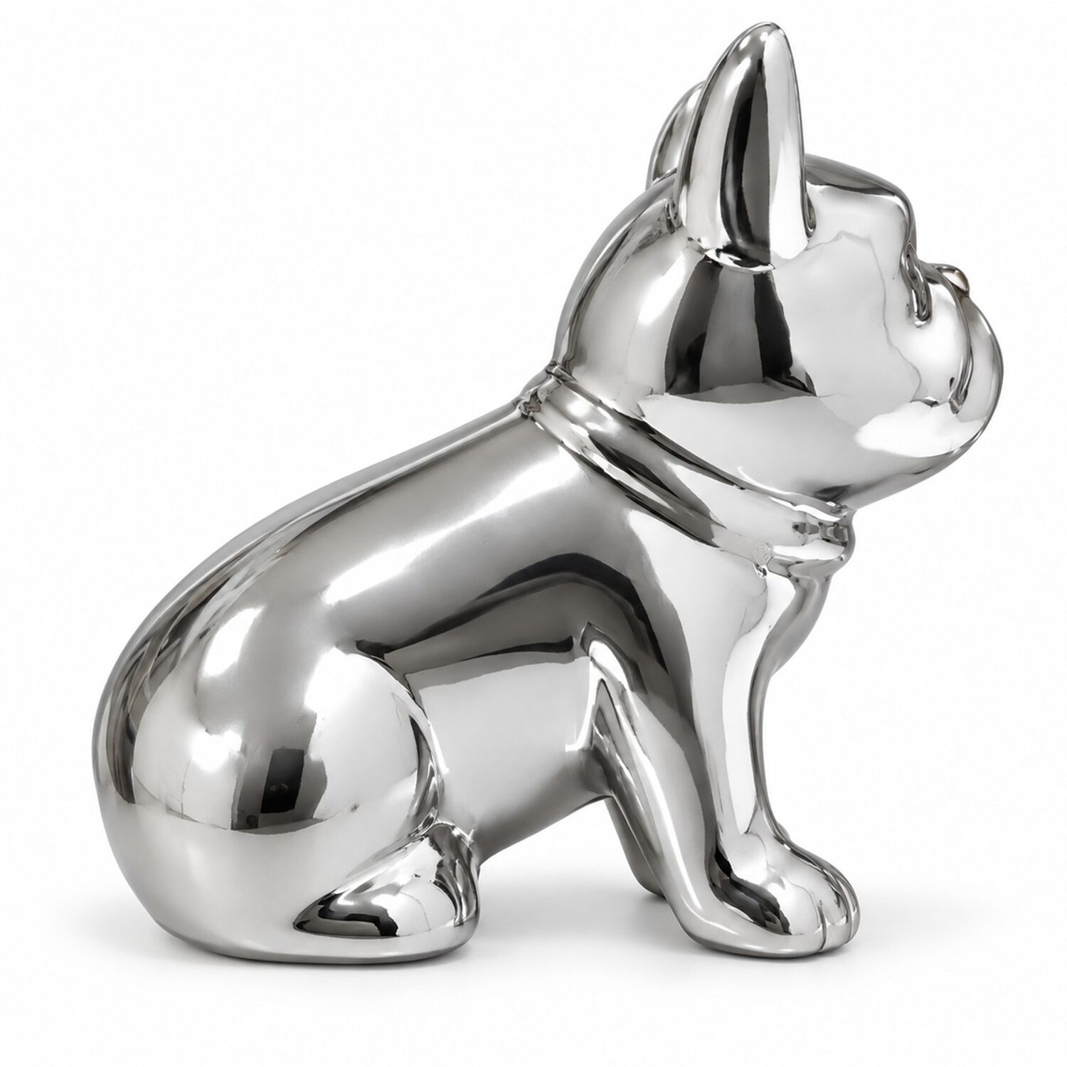 Perrito Decorativo Bulldog Franc&eacute;s Porcelana Figura Adorno De Repisa 12,5 Cm Plateado Brillante image number 3.0