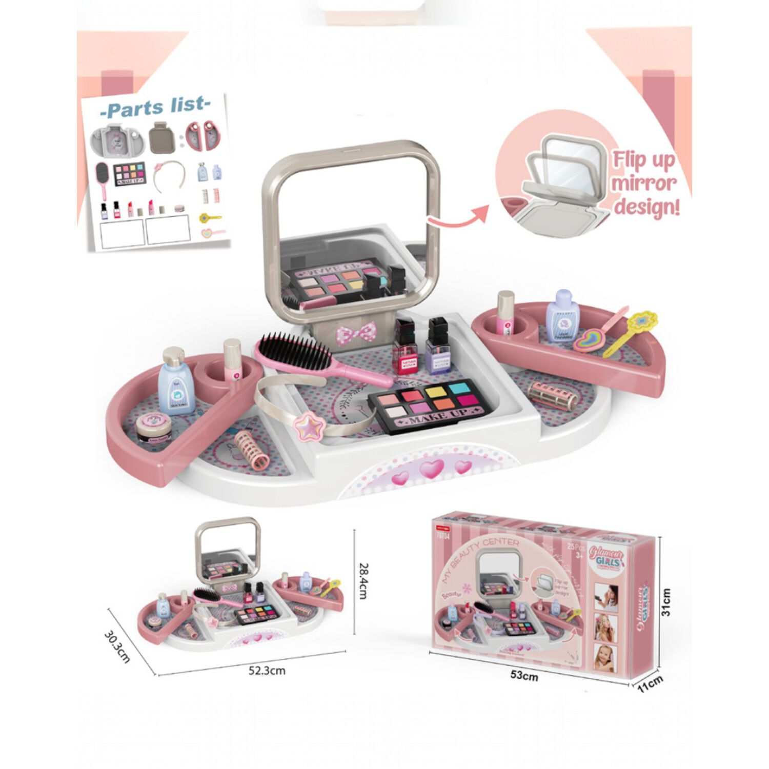 Tocador Infantil Y Espejo Abatible Maquillaje Sal&oacute;n Juguete image number 4.0