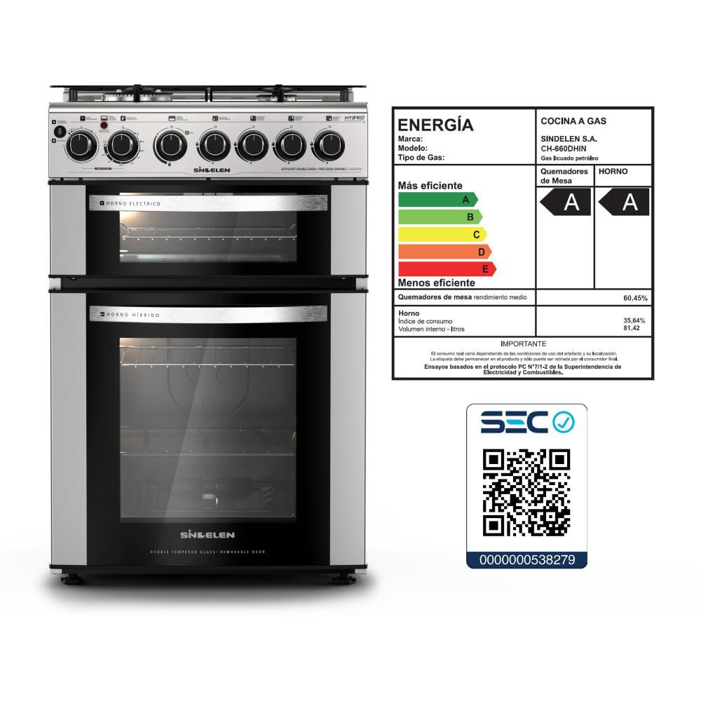 Cocina A Gas Sindelen CH-660DH / 4 Quemadores image number 3.0