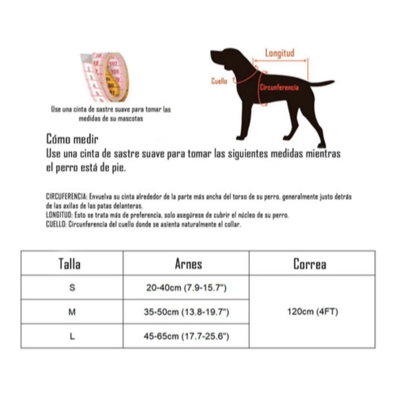 Arnes Pechera Entera + Correa Para Mascotas Gatos Perros Rojo Talla M image number 7.0