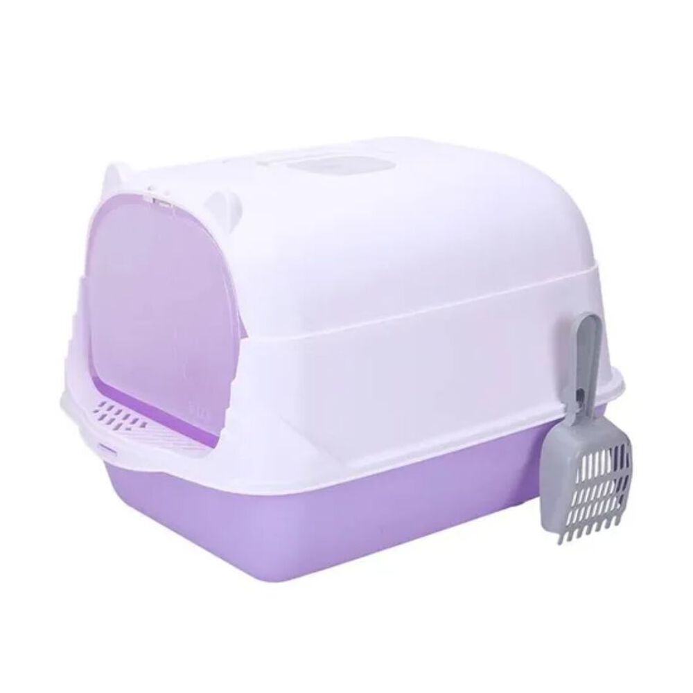 Arenero Baño Sanitario De Gatos Tapa Plegable Grande Morado image number 4.0