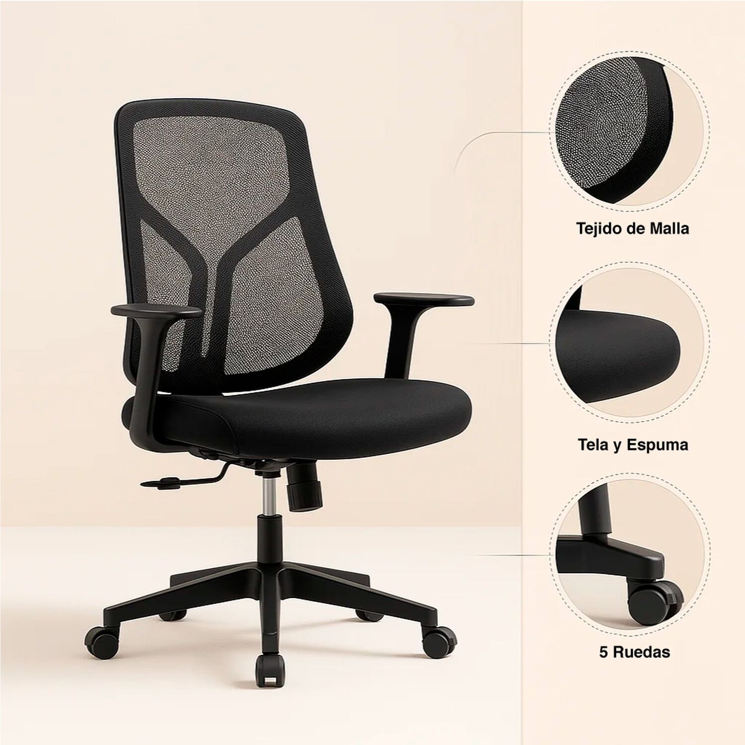 Silla De Oficina Ergon&oacute;mica Nova Mesh - Negra image number 4.0