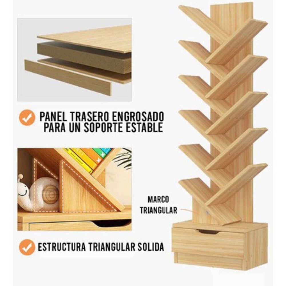 Estanteria Librero De Arbol 12 Niveles Moderno Con Cajón image number 3.0