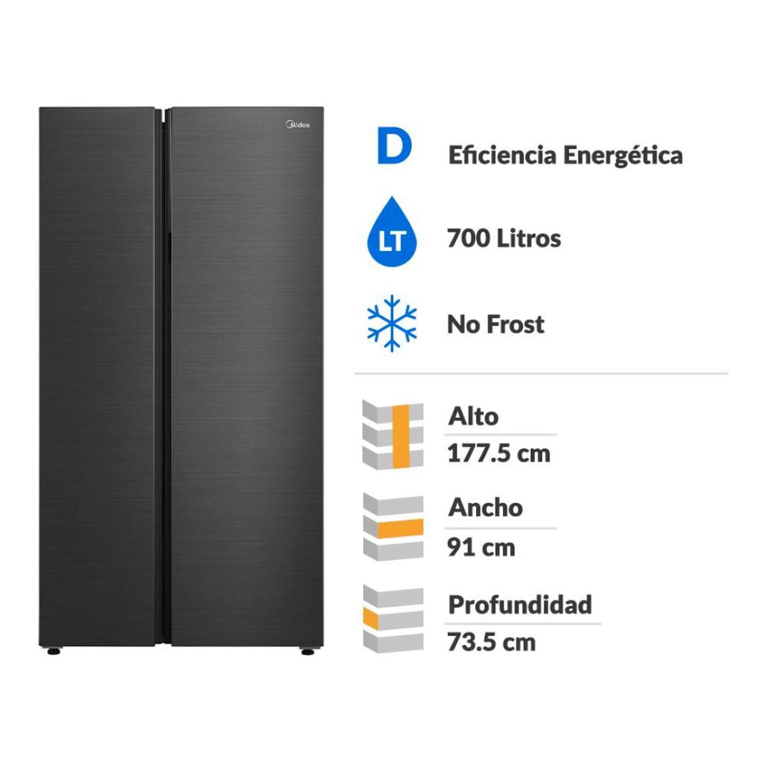 Refrigerador Side By Side Midea MDRS925FGEDX / No Frost / 700 Litros / D image number 2.0