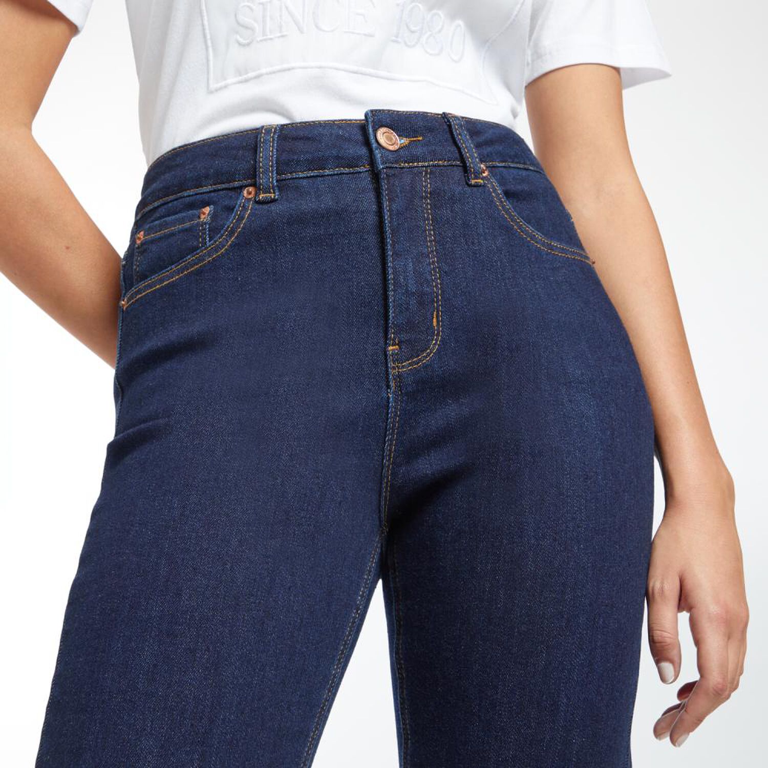 Jeans Tiro Alto Flare Mujer Kimera image number 4.0
