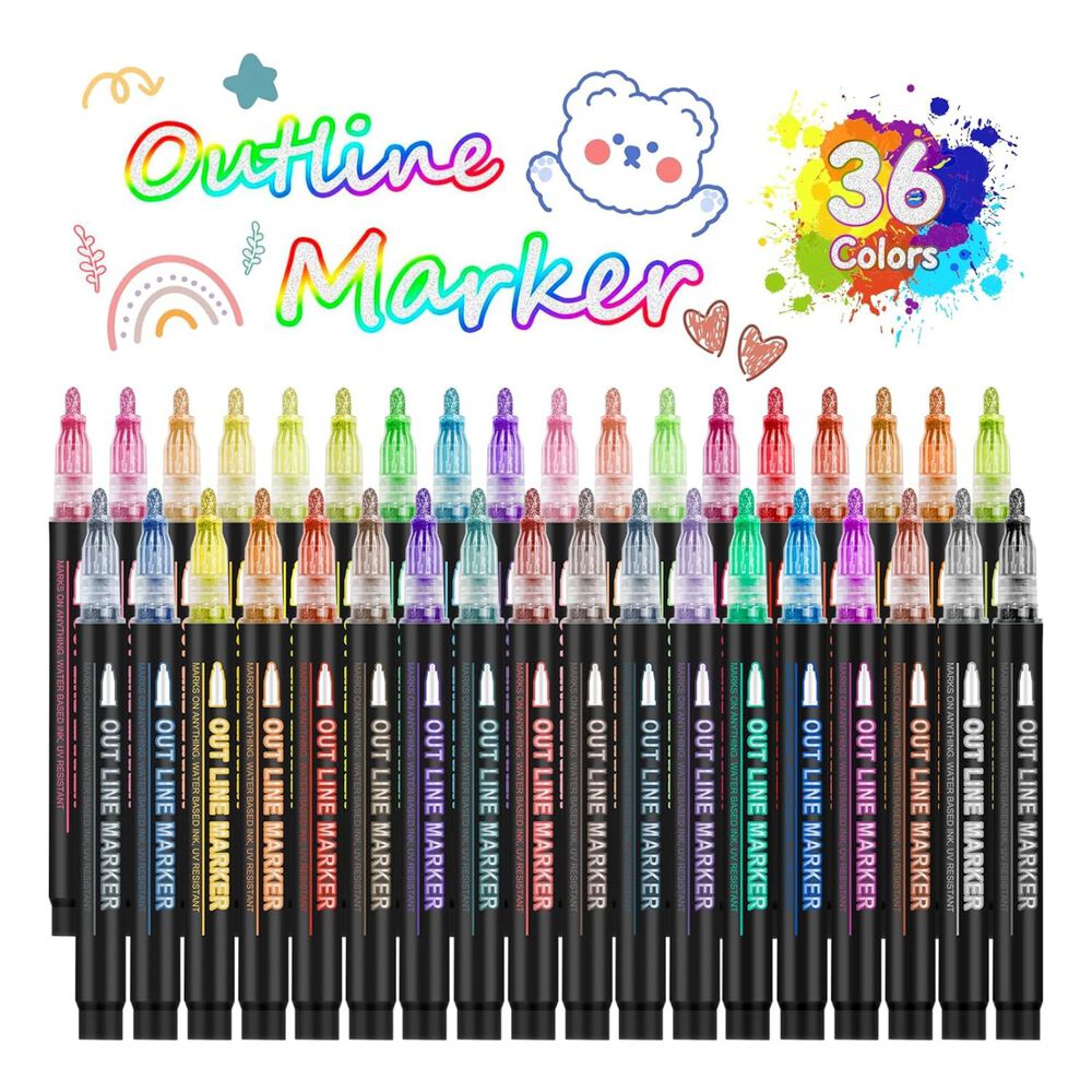 Marcadores Acrilicos 36 Pcs Outline Plumones Punta Fina image number 2.0