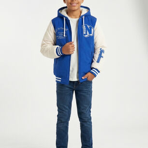 Chaqueta Varsity Bomber Acolchada Capucha Urbana Desmontable