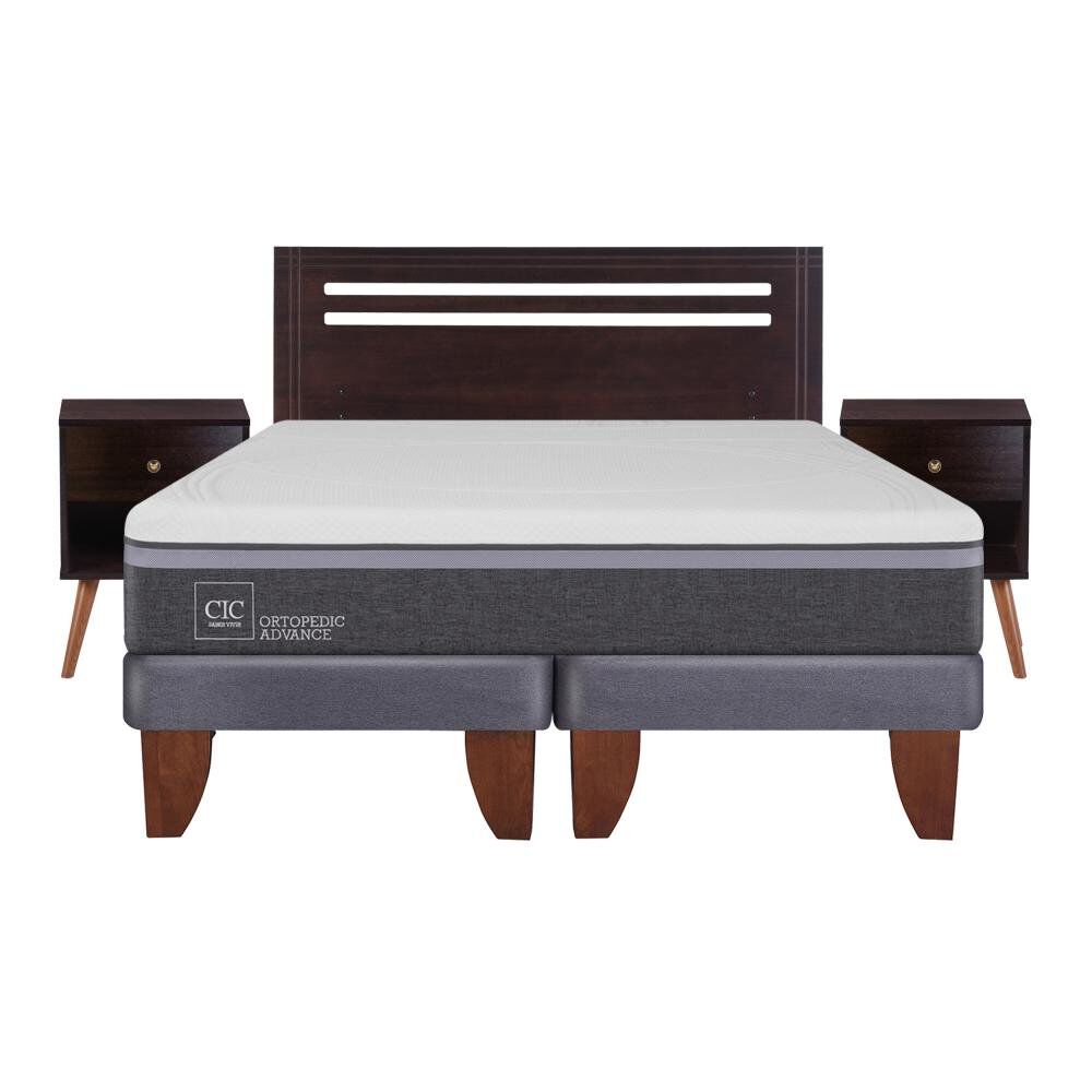 Cama Europea Cic Ortopedic / 2 Plazas / Base Dividida + Set De Maderas image number 0.0