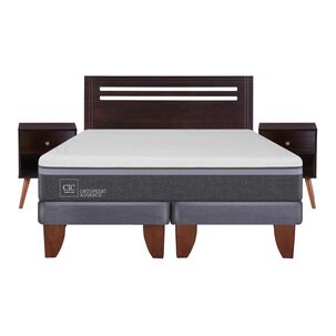 Cama Europea Cic Ortopedic / 2 Plazas / Base Dividida + Set De Maderas