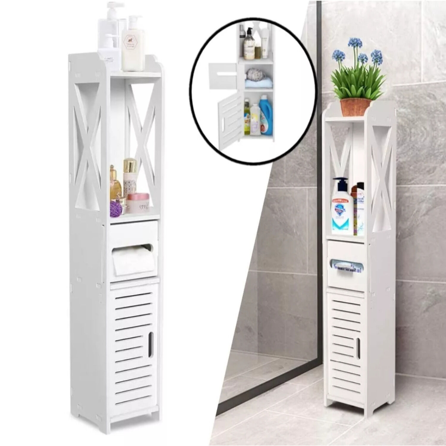 Estante Ba&ntilde;o Organizador Multiuso 80x20x18 Cm Blanco image number 4.0